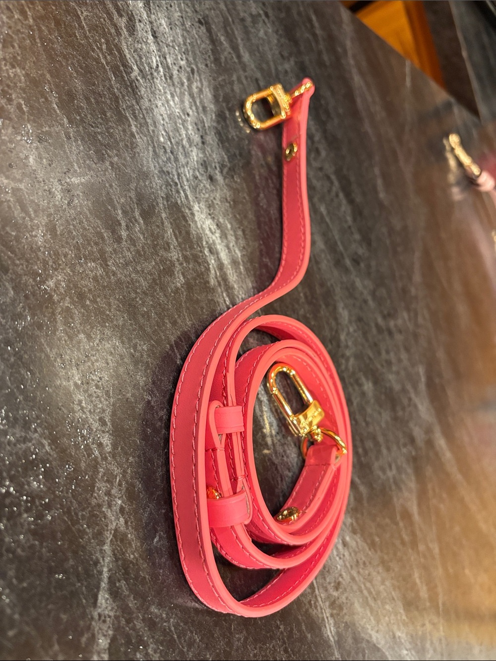 Louis Vuitton Hot Pink Leather Detachable Strap with Gold Hardware